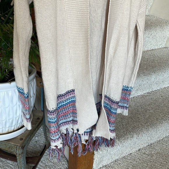 Roxy Boho Knit Cream Sweater with Multicolor Fringe - Picture 4 of 10